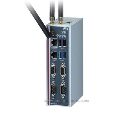 ICO310 Robust Din-rail Fanless Embedded System 2x COM Ports, 2x GbE LANs, DIO and RTC