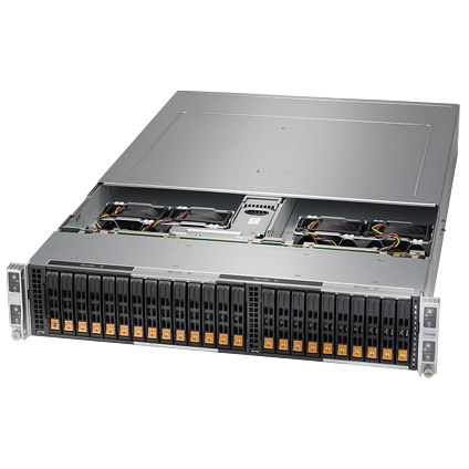 Supermicro 2029BT-HNR 2U BigTwin Racknount Server w/ 24x NVMe 2.5" Hot-swap Drive Bays